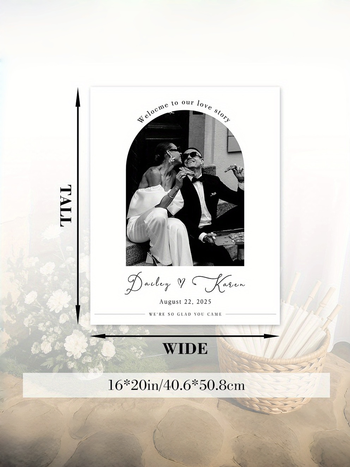 Personalized Wedding Welcome Photo Sign - PVC Material with Custom Names and Date